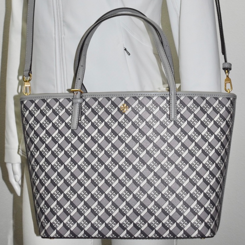 TORY BURCH Crossbody/ Tote Bag Geo Logo Zip Closure